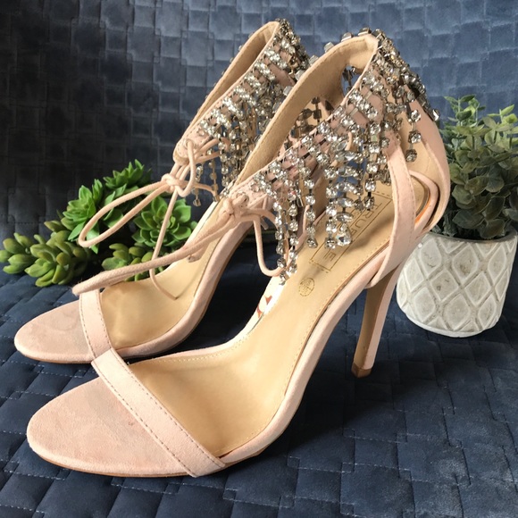 Boohoo Shoes - Boohoo brand Evelyn chandelier blush suede heels